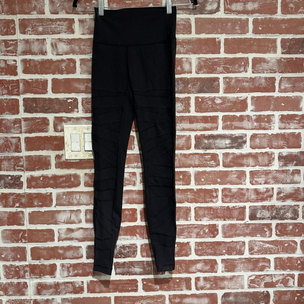 Lululemon High Times Tech Mesh Leggings Black High Rise Yoga Size 4